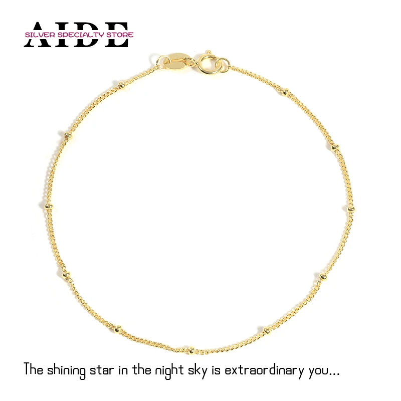 

AIDE S925 Sterling Silver Simple Stackable Bracelet Gold Chain for Women Girlfriend Gift Fashion Luxury Jewelry Female Bracelets