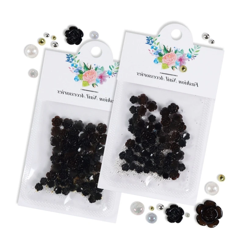 

3D Flower Nail Charms Nail Art Rhinestones Flower Nail Art Accessories for DIY Nail Decorations Nail Pearl with Beads