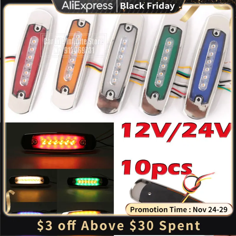 

10 шт. аксессуары для освещения грузовика 12 В 24 в 18 светодиодный для автомобиля грузовика боковой маркер сигнальная лампа индиПредупреждени...