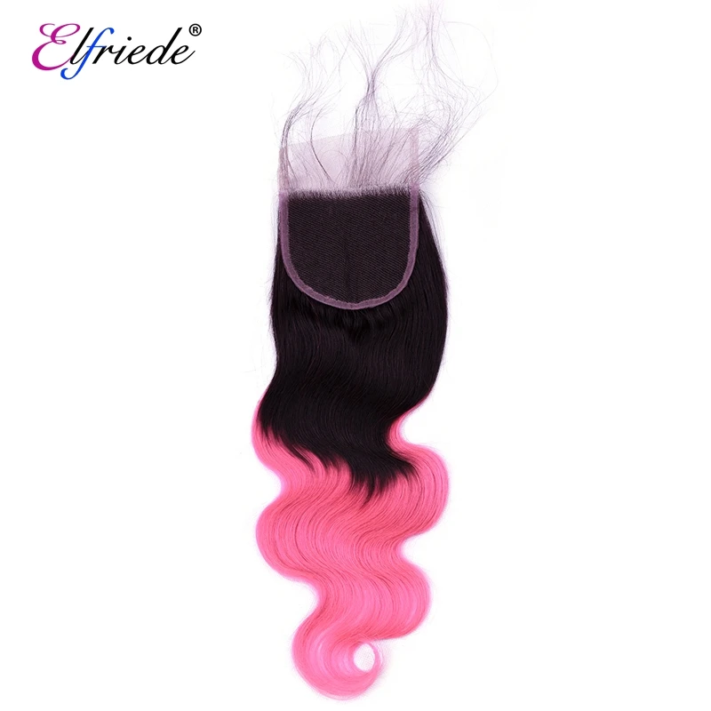 Elfriede Ombre 1B/розовые волнистые волосы с застежкой цветные человеческие 3