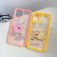 cartoon spongebob patrick star phone case for iphone 11 12 13 pro max x xs xr 7 8 plus shockproof cover