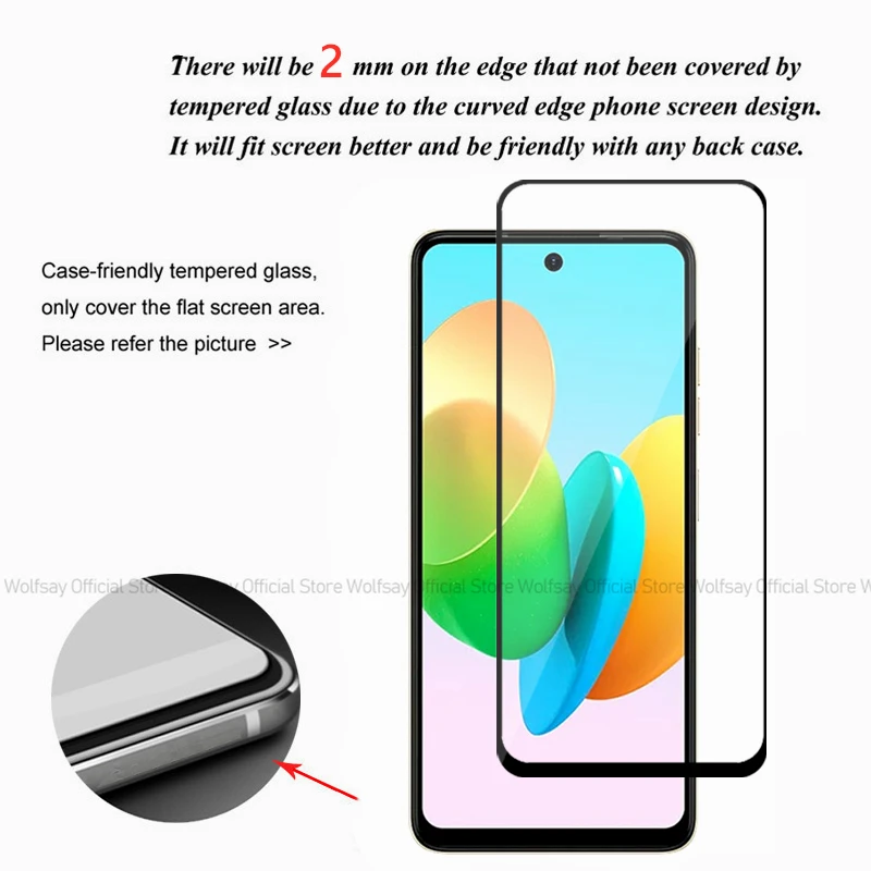 Закаленное стекло для Tecno Spark 20P защитная пленка экрана полное клеевое телефона 2/4