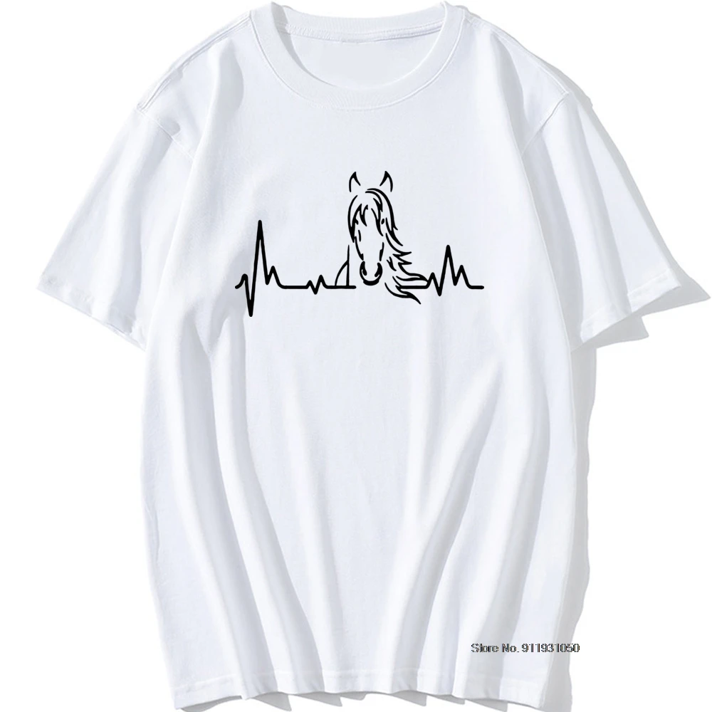 

Heartbeat of Horse O Neck Loose T Shirt 2021 Newest Japanese T-Shirt Men Unique Cotton Short Sleeve Clothing Shirt