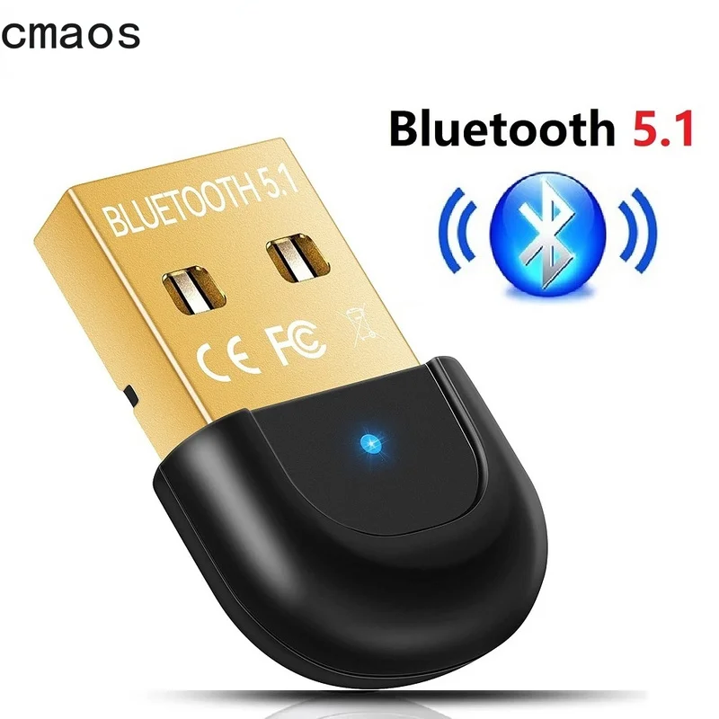 

CMAOS Dongle USB Bluetooth 5.1 Adapter Blue-tooth USB Transmitter Speakers Keyboard Mouse Printer Receiver for PC Win 7/8/10/11