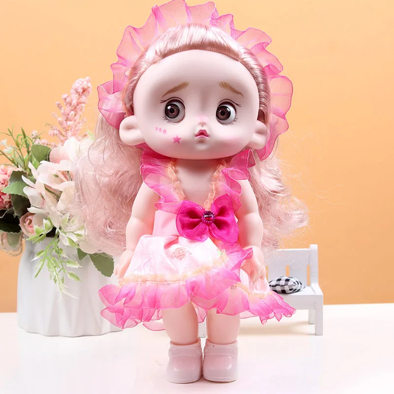 Фото 30 см милая кукла с круглым лицом и большим глазом 1/6 BJD Лолита, мультяшная кукла принцессы для девочек, игровой домик, сделай сам, нарядные игрушки, рождественские подарки №5