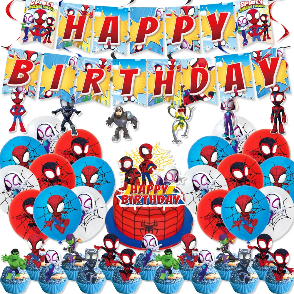 

Spidey And His Amazing Friends 12 Inch Latex Balloons Spiderman Birthday Party Decorations For Kids Baby Shower Party Supplies