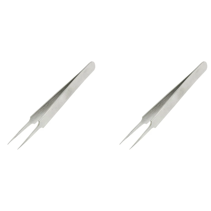 

2X Mini Pointy Tip Polished Stainless Steel Straight Tweezers 11Cm
