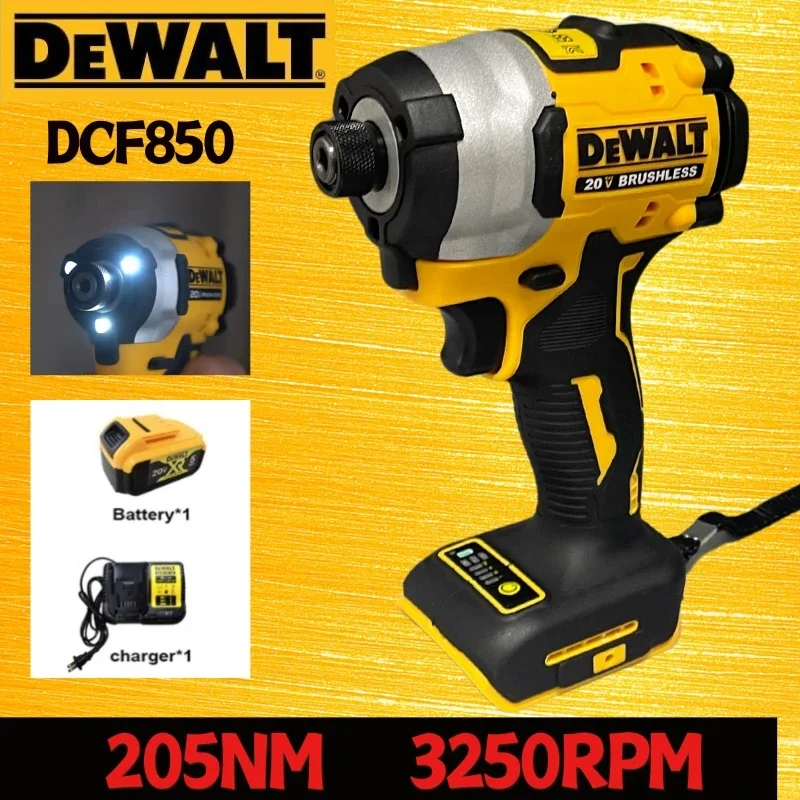 Фото DEWALT DCF850 20 В ударная отвертка электрическая ударная дрель электроинструменты 205NM бесщеточный двигатель аккумуляторный инструмент №1