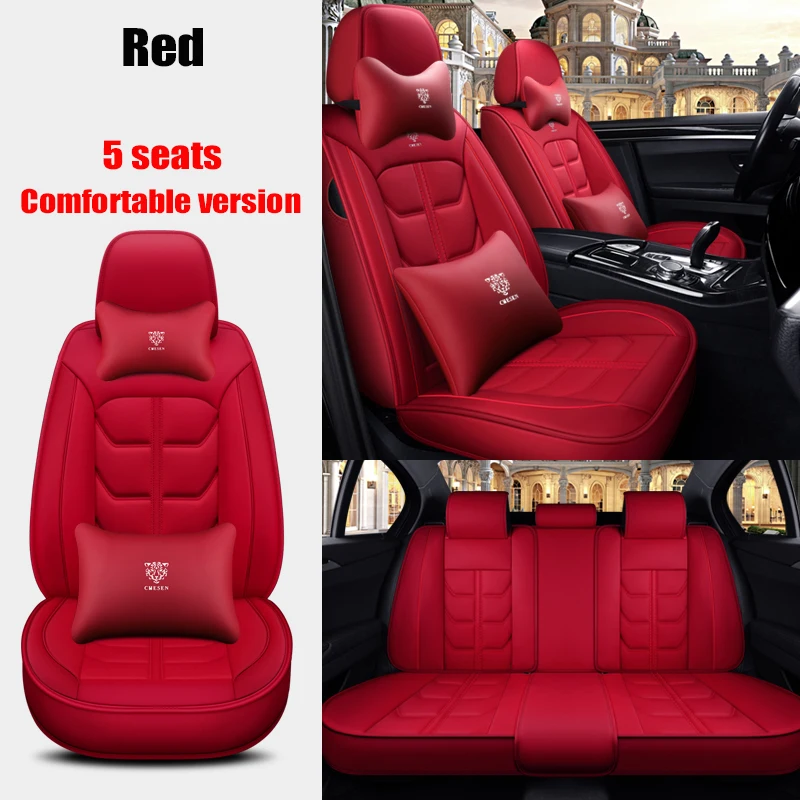 

WZBWZX Leather Universal 5 Seats Car Seat Covers Full Coverage For SsangYong Korando Rexton Actyon Chairman Kyron Auto Parts