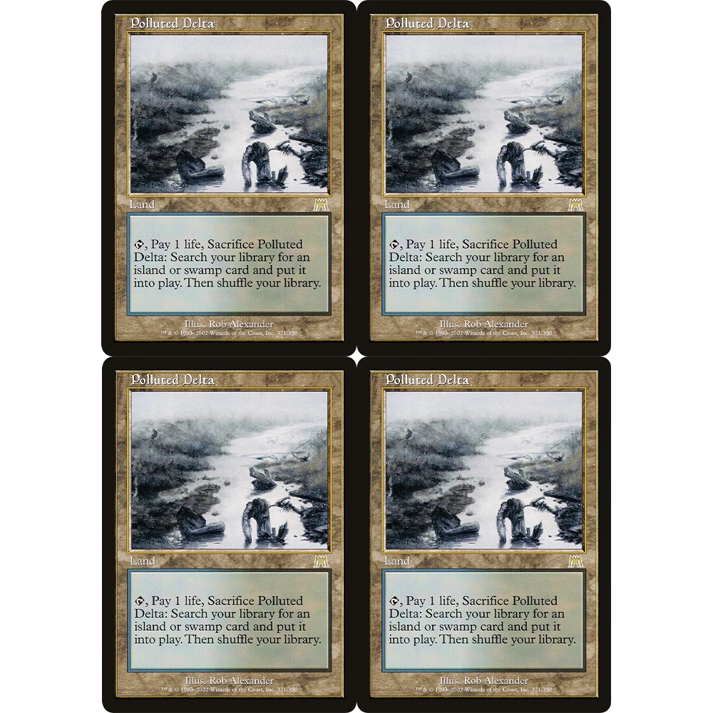 4X Polluted Delta Foil Аниме MTG Коллекция Карточная игра Полный арт Супер редкий игровой