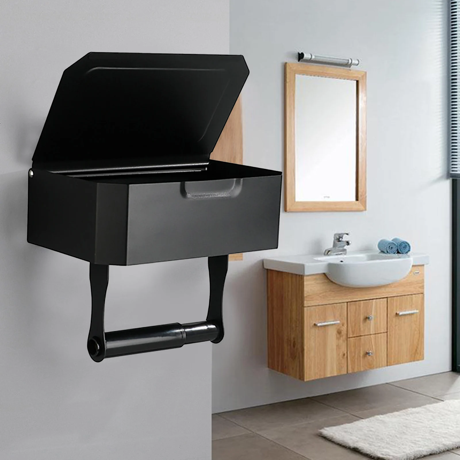 

Waterproof Roll Paper Holder Stainless Steel Storage Organizer Moisture Proof Wall Mount Wet Wipes Stand for Home Bathroom