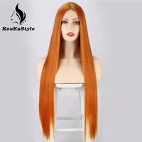 kookastyle synthetic wig long straight wig for women orange cosplay wigs for women heat resistant natural hair grey blonde hair