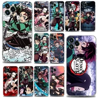 cute japan demon slayer phone case for iphone 11 12 13 pro max xr xs x 8 7 se 2020 6 plus cute shockproof clear soft cover shell