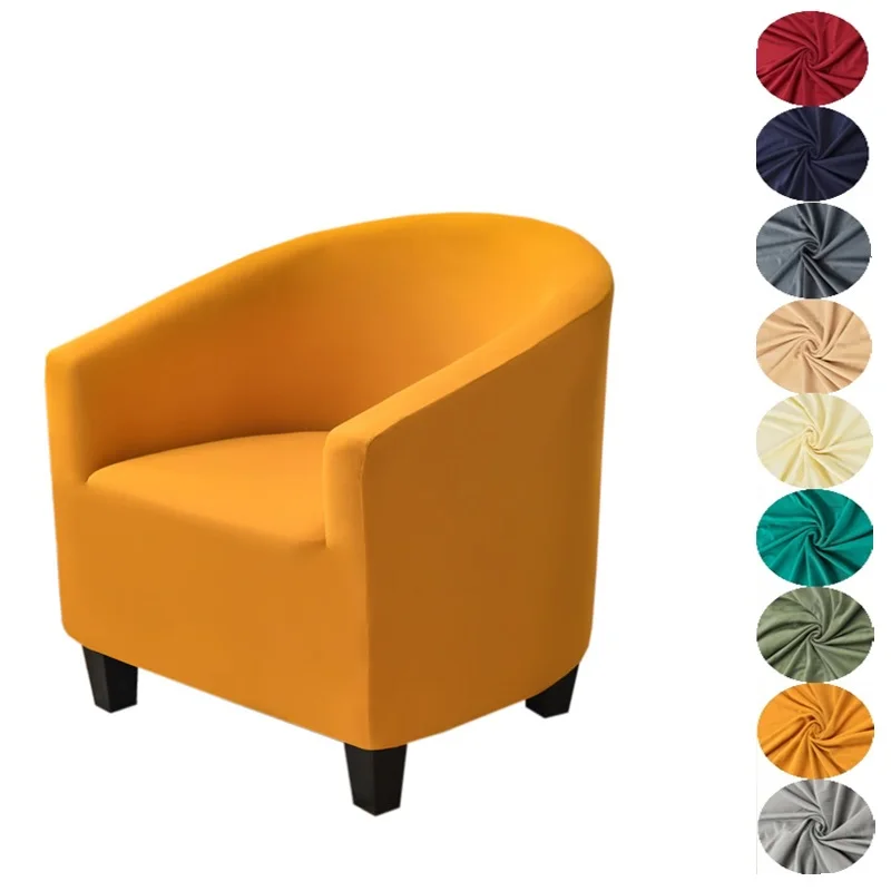 

Solid Color Spandex Tub Sofa Cover Stretch Single Seater Club Couch Slipcover for Living Room Elastic Armchair Protector Covers
