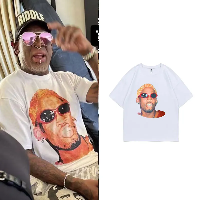 The Worm Dennis Rodman Same Style Print T-shirts Male Fashion Oversized Tshirt Men Women Hip Hop Harajuku T Shirt Cotton Tees