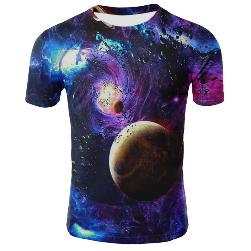 Футболка мужская летняя с рисунком пальмы и звездного неба