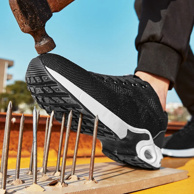 

Men's Work Satety Shoes Summer 2022 Fashion Breathable Non-Slip Anti-Puncture Lightweight Steel Toe Male Construction Boots