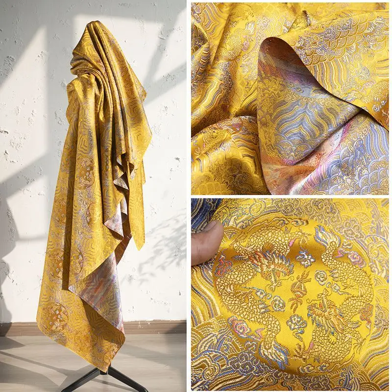 Китайский стиль Год Луны Парча Золотой Дракон Узор Тотем Жаккардовая Ткань