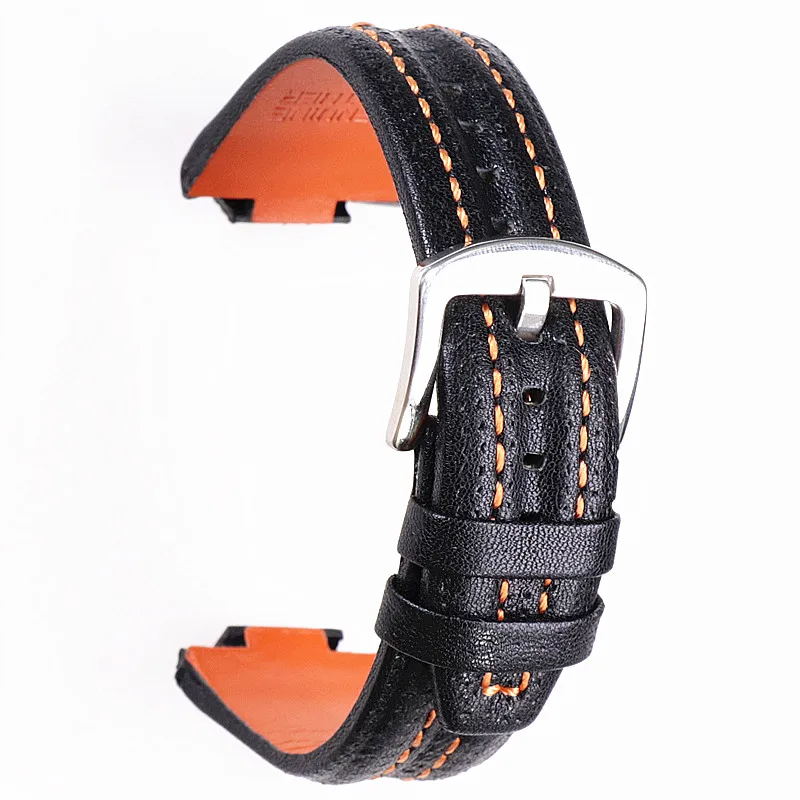 SNL029P2 SNL021P Genuine Leather Watch Band For Seiko SNA595P2 SNL017P1 Leather Strap 27*15mm Black  Bracelet  Men Accessories