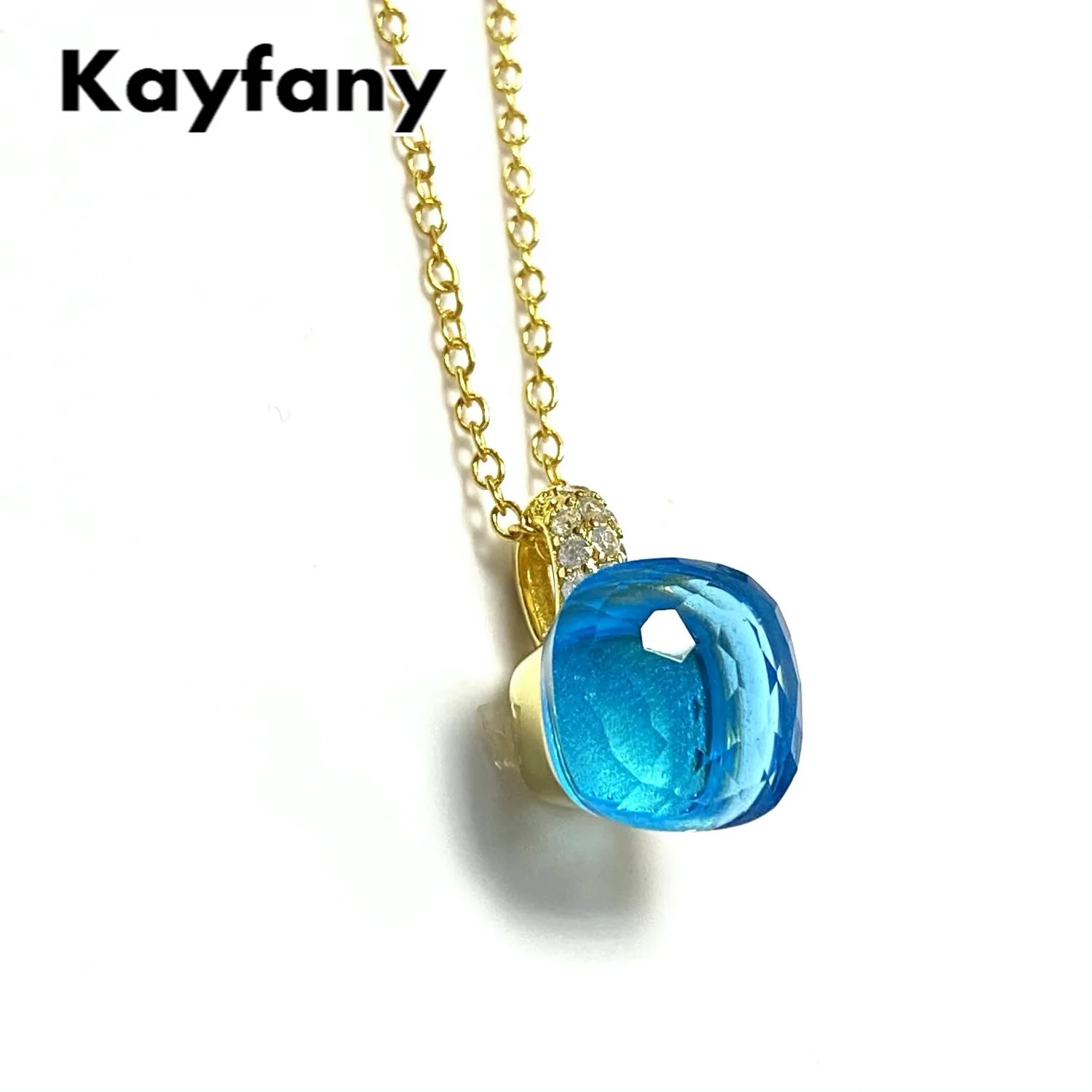 

Pomellato 11.6mm Crystal Necklace for Women Candy Necklace Inlay Transparent Zircon Fashion Jewelry Pendant Necklace