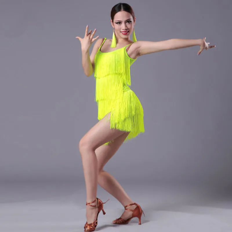 Женское современное платье для бальных танцев латиноамериканских с бахромой