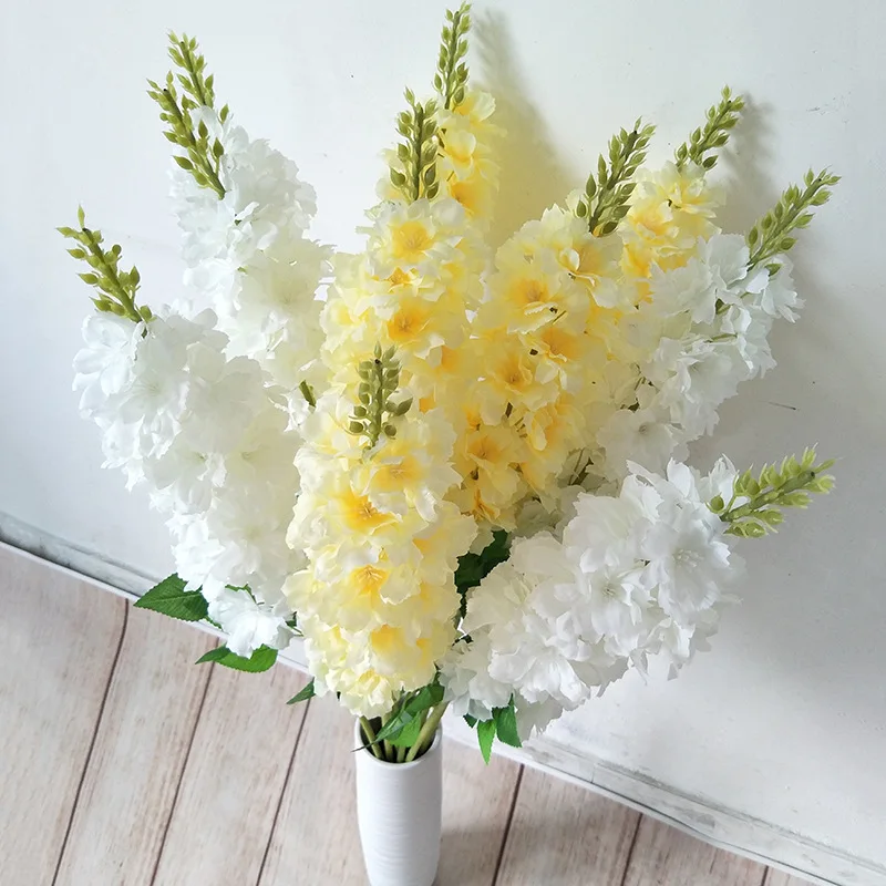 

Realistic Artificial Flower String Home Decor Faux Delphinium Wedding Flower High-Quality Room Balkon Decoration Sztuczne Kwiaty