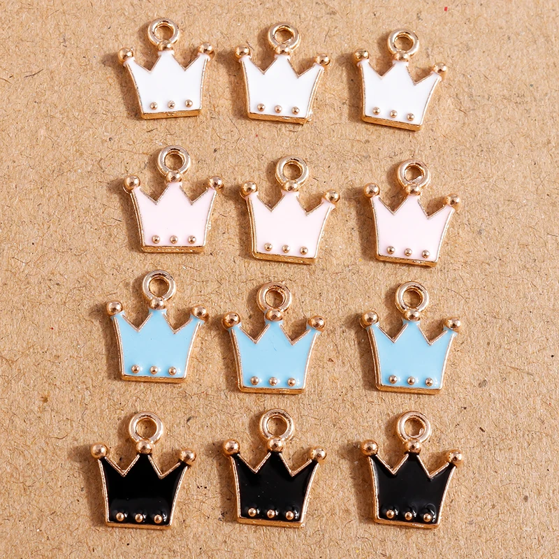 

10pcs 11x12mm Cute Small Enamel Crown Charm for Making Drop Earrings Pendants Necklaces DIY Bracelets Jewelry Findings Accessory