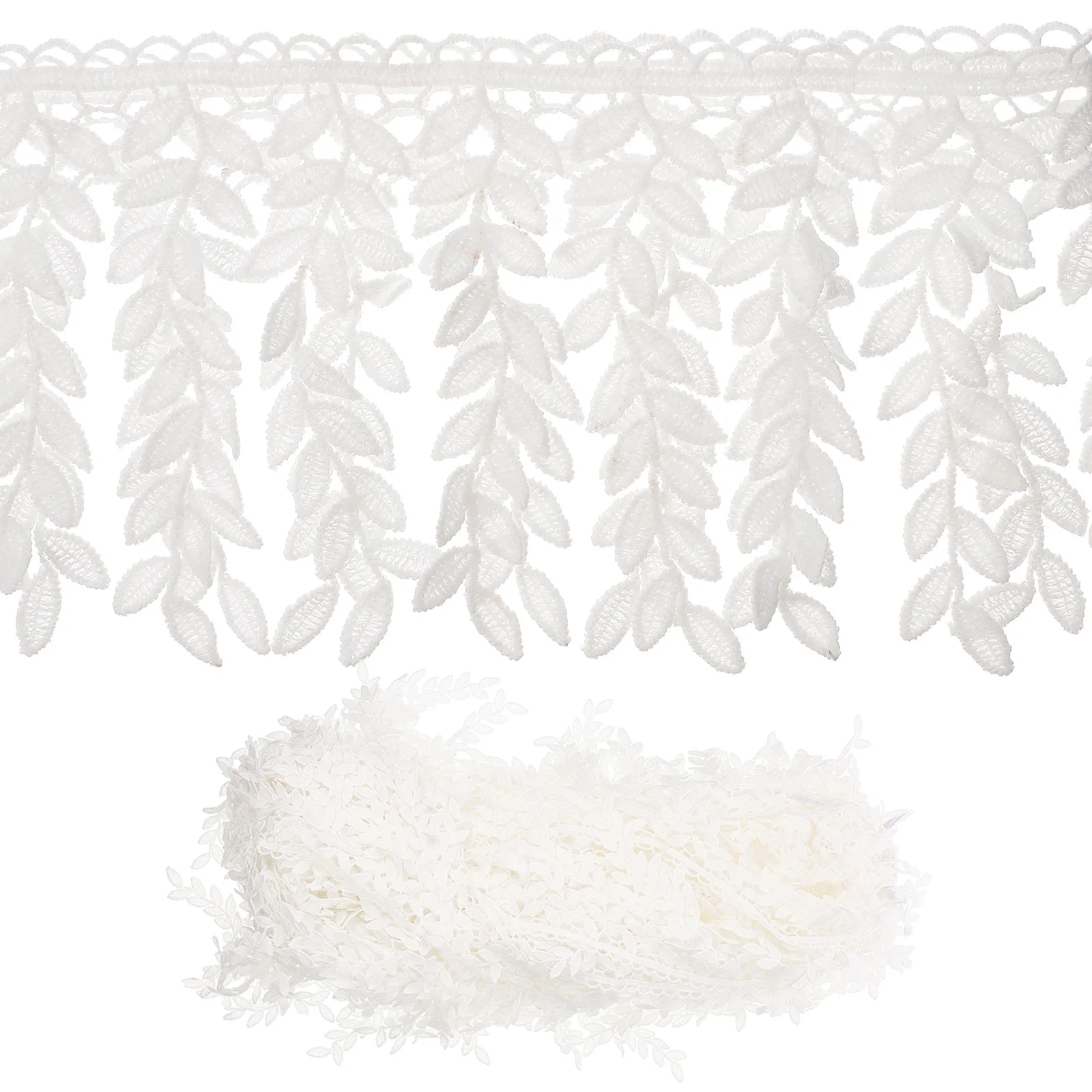 

Lace Trim Ribbon Sewing Leaf White Fringe Tassel Edging Diy Fabric Applique Garment Trimming Wedding Material Eyelet Wide