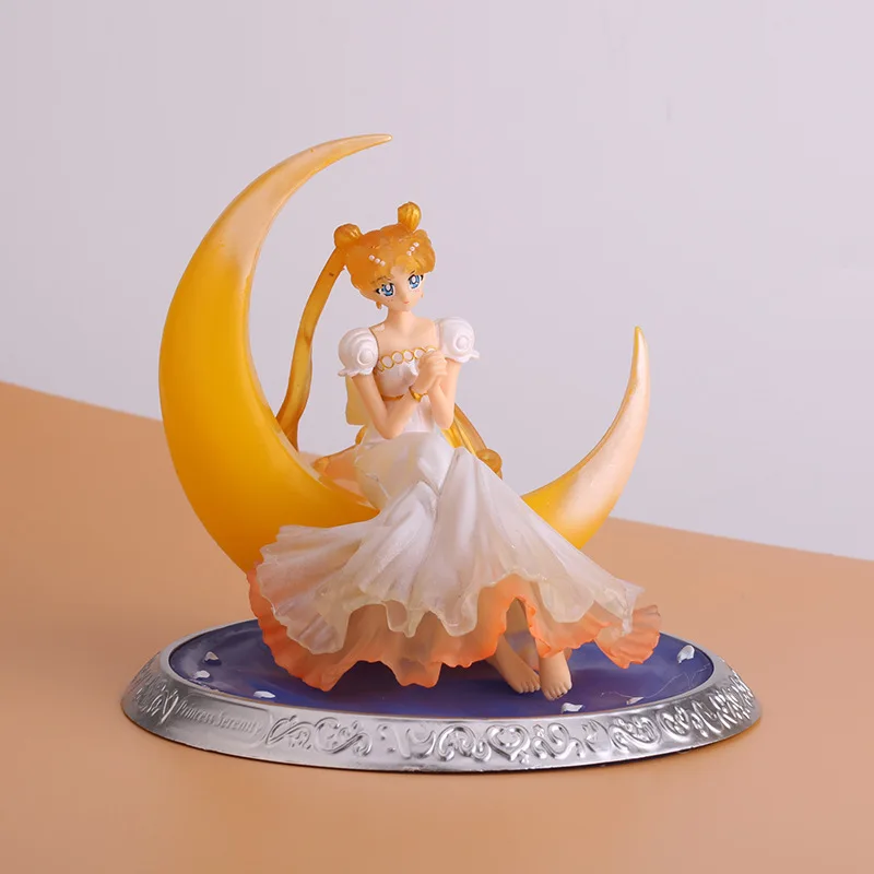 Японская аниме-фигурка, большая база, Сейлор Мун, звездное небо, девушка, кавайная модель, ПВХ Статические Симпатичные игрушки для мальчиков и девочек, настольное украшение