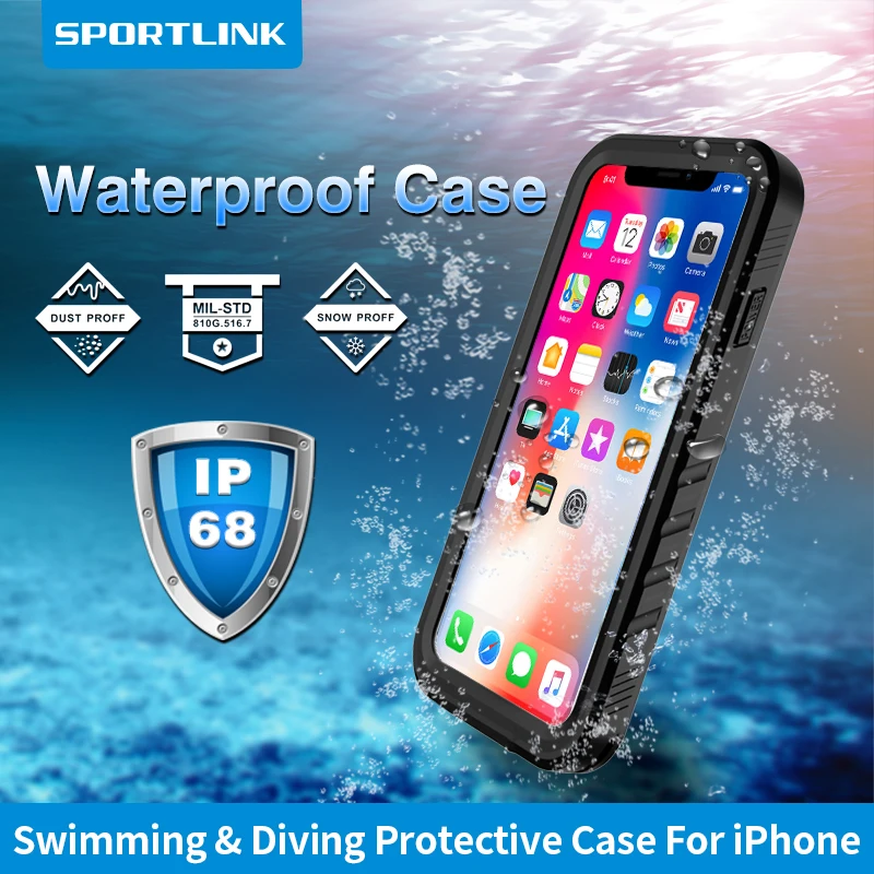 SPORTLINK Waterproof For iPhone 15 13 11 14 Pro XS Max 12 8 Plus SE 2nd 2020 3rd 2022 Shockproof Case Built-in Screen Protector |