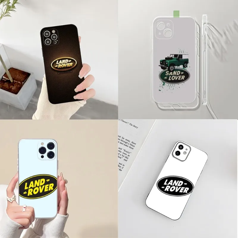 

Автомобильный чехол для телефона Land Rover 2023 для IPhone 14 12 13 11 Pro Max Mini X XR XS Max 7 8 Plus, черный с прозрачным силиконовым покрытием