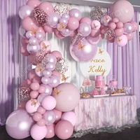 butterfly pink purple balloon garland arch kit happy birthday party decor kids baby shower latex ballon wedding party supplies
