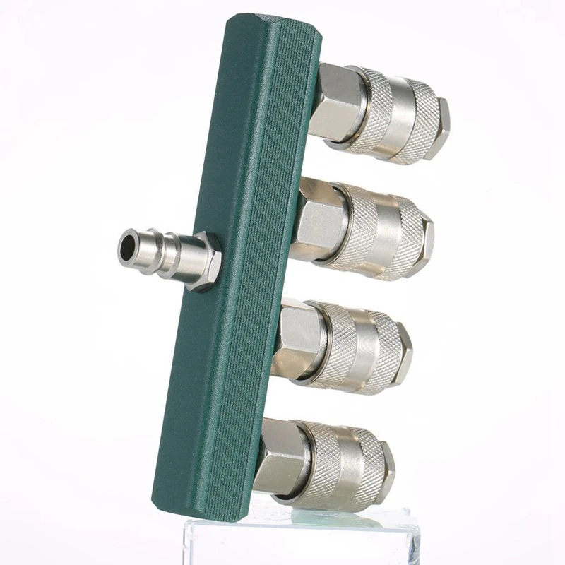 1 PCS 4-Way Straight Air Manifold Hose Fittings With 4 Couplers &amp 1/4Inch NPT Plug Fitting Coupler