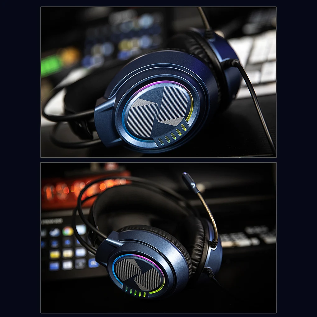 

Colorful Wired Headphone Scalable Skin Friendly Sports Game Headset with Mic Lightweight Luminous Earphone Computers