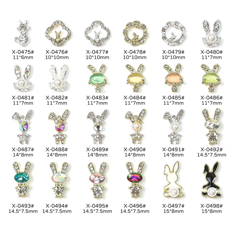 

20pcs 2023 Year Of The Rabbit New Nail Art Charm Entry Lux Rhinestone Crystal AB Luxury Nail Decoration DIY Diamond Manicure Gem