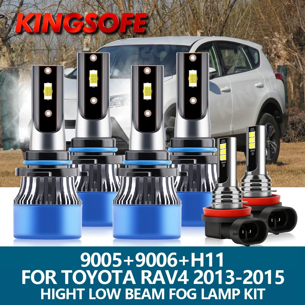 

6Pcs Car Light LED Headlight 9005 HB3 9006 HB4 H11 20000Lm 110W Hight Low Beam Bulbs Fog Light Kit For Toyota RAV4 2013-2015