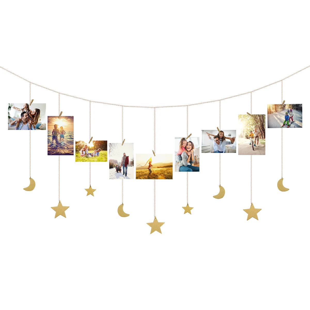 

Фотография настенный дисплей подвесная полка Декор Картина Лунные звезды Рамка коллаж рамка деревянная галерея Луны украшение богемный