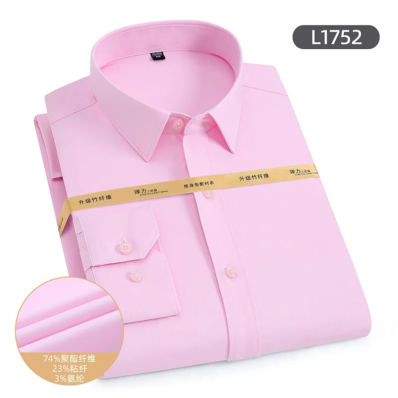 Bamboo Fiber Long Sleeve Shirt 2022 Men Solid Color Business Formal   Shirt Men's Slim Shirt Elegant Men's Shirts Mens Clothing