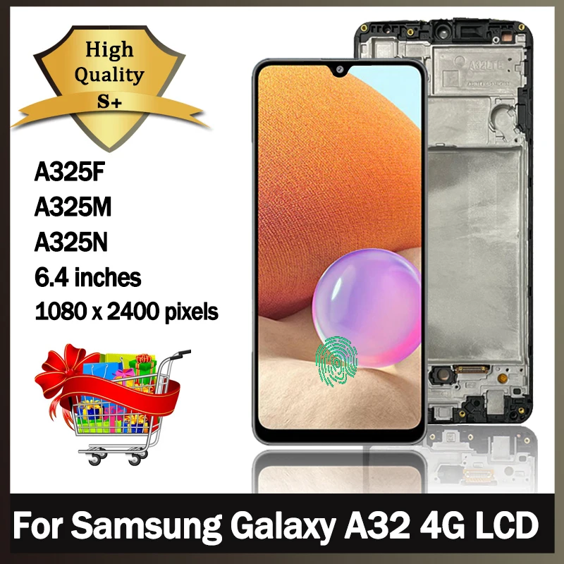 

AMOLED For Samsung Galaxy A32 4G A325 LCD For Samsung A325 A325F SM-A325F/DS LCD Display With Fingerprint Touch Digitizer Screen
