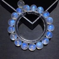 natural moonstone blue light women bracelet 11 1mm stretch crystal clear round beads bracelet aaaaa