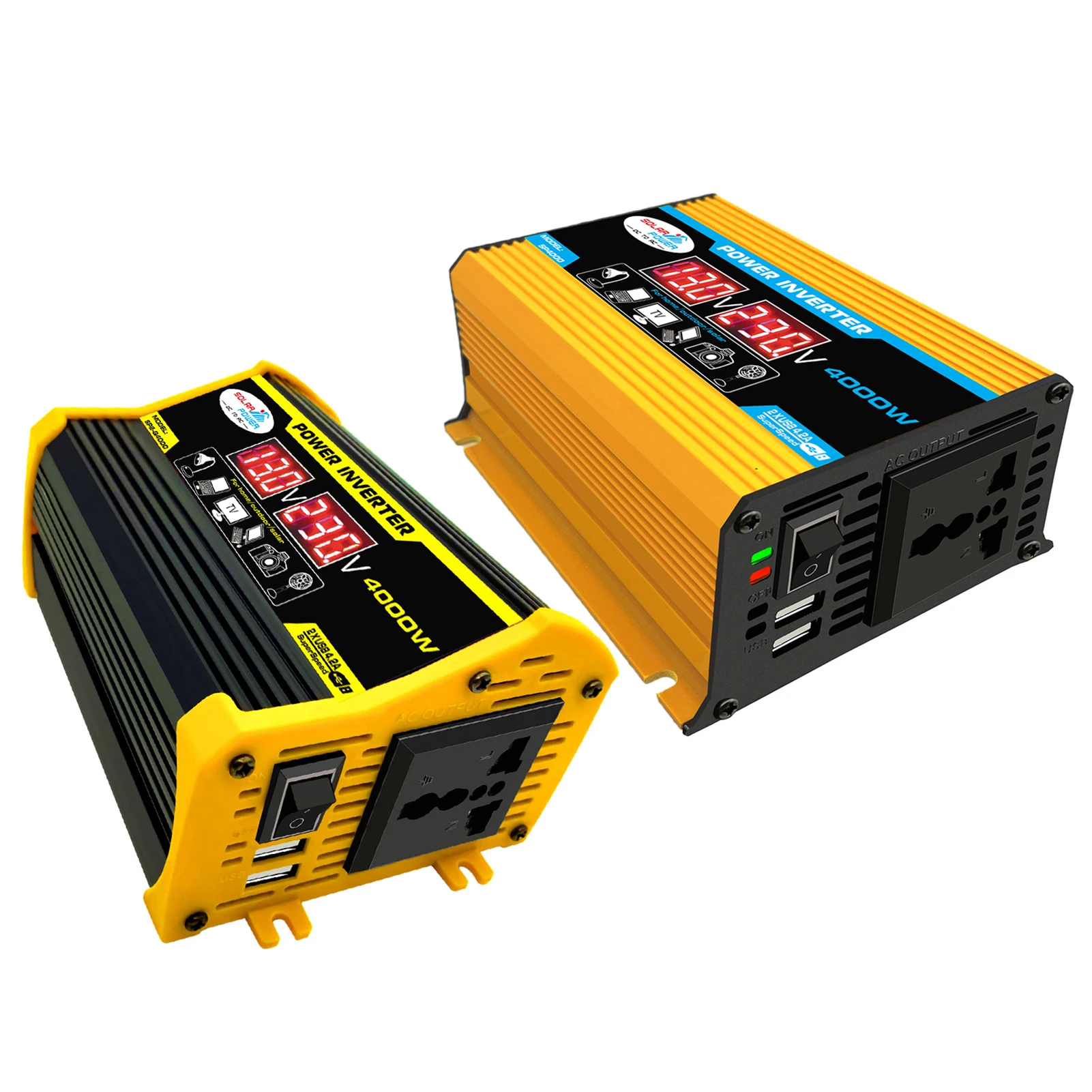 

4000W Power Inverter Volts Converter Charger Inversor Transformer With LCD Digital Display DC 12V-220V AC Inverter 2 USB Ports