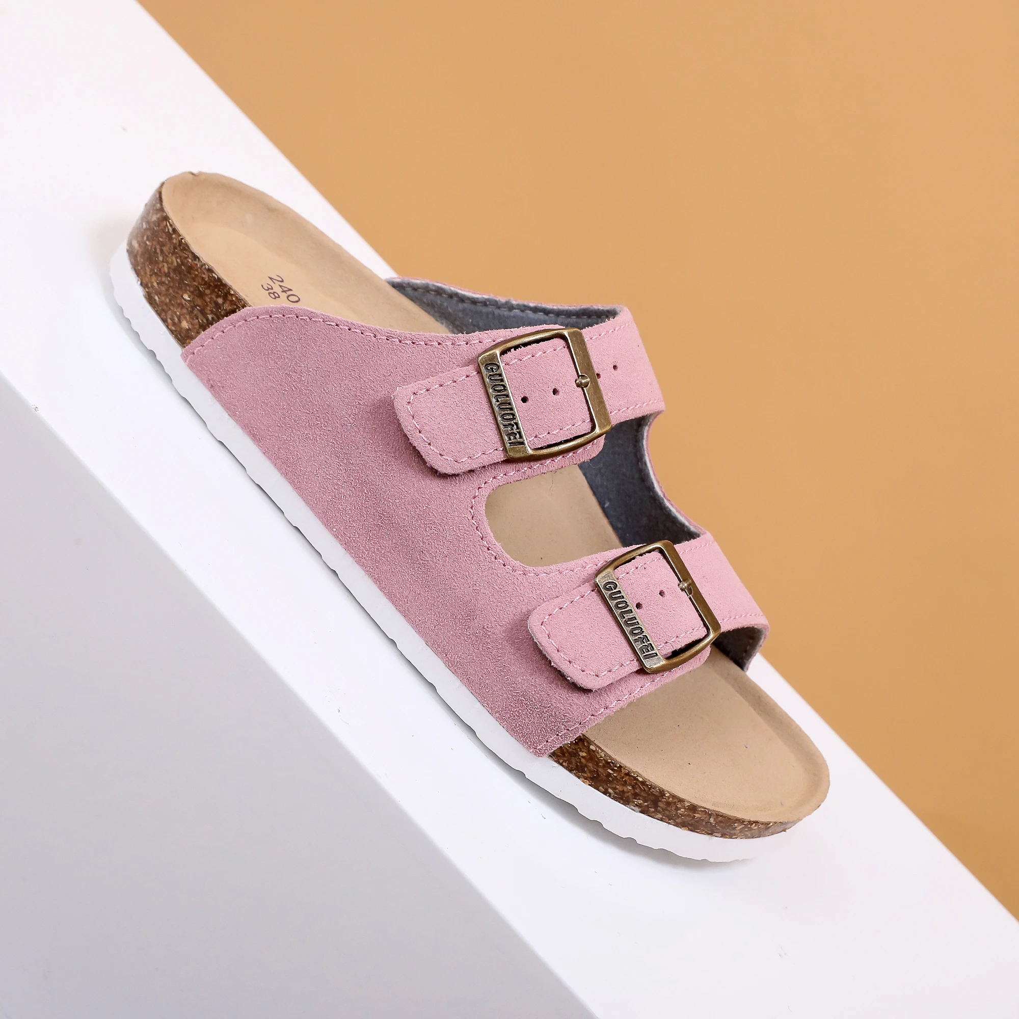 2023 Classic Women Grain Leather Cork Birken Stock Slip On Sandals Beach Slippers Luxury Brand Design Flat shoes