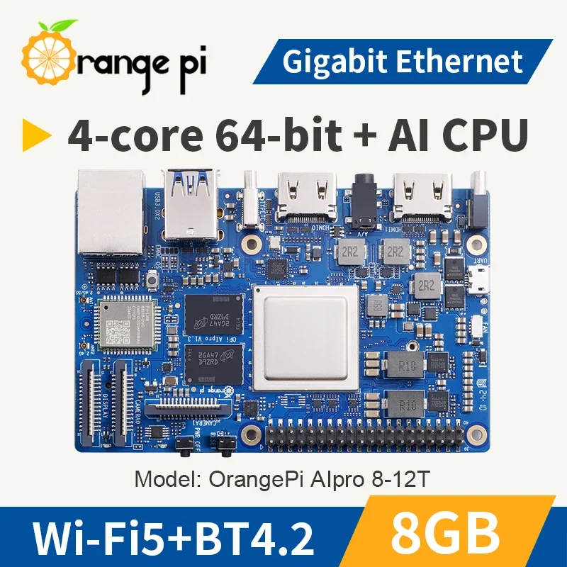 Плата разработки Orange Pi AIPro 8 ГБ ОЗУ + вентилятор источник питания процессор Ascend AI