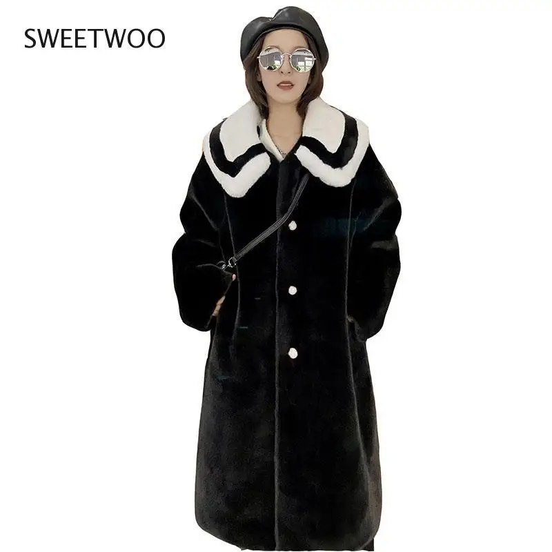 Faux Fur Fashion Female Mink Temperament Fleece Fur Coat 2021 New Winter Casual Thick Warm Women Fur Coat High Quality Slim