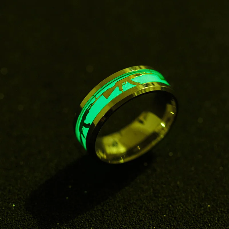 

2022 New Luminous Men's Ring European and American Style High-quality Jewelry Personalized Niche Design Simple Punk Style Ring