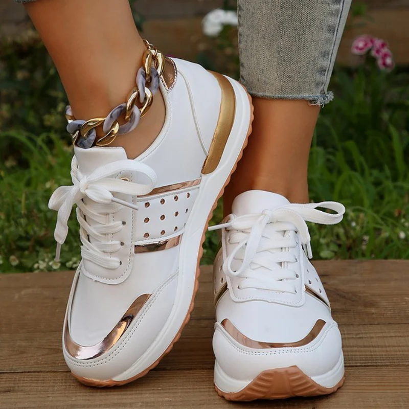 

Женские спортивные туфли на плоской подошве, кроссовки на платформе, Новинка лета 2023, дизайнерская повседневная обувь на шнуровке для бега и прогулок, женские прогулочные туфли