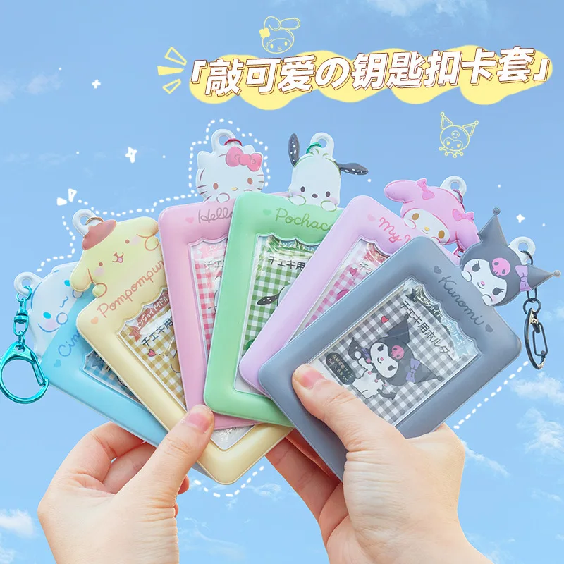 

Cute Sanrio Card Holder Kawaii Hellokitty Kuromi Cinnamoroll Photo Pendant Bus Card Student Card Access Card Set Girl Gift