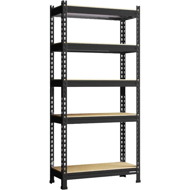 

SKONYON 5-tier Metal Shelving Unit Adjustable Garage Storage Shelves, 27.6"W x 11.8"D x 59" H, Black