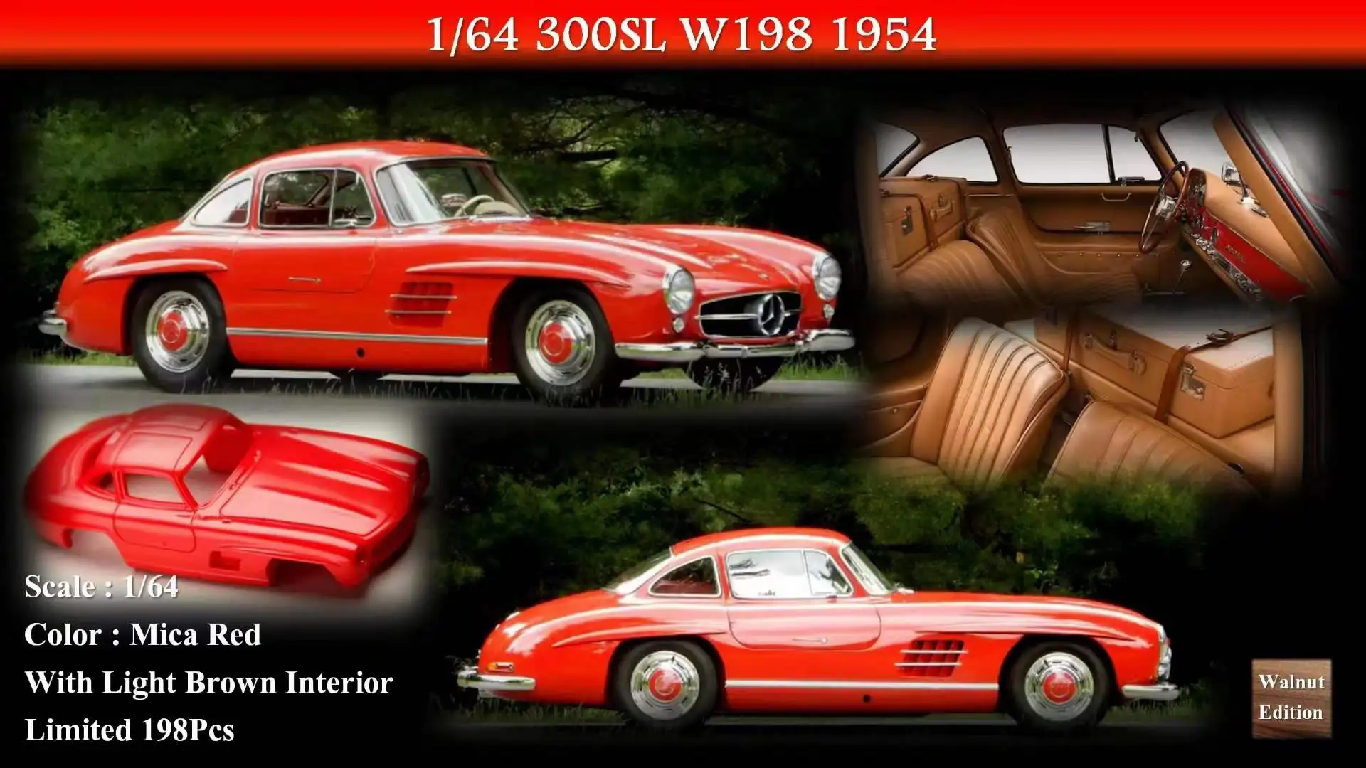 

SCM MY64 1/64 BENZ 300SL W198 Simulation car model