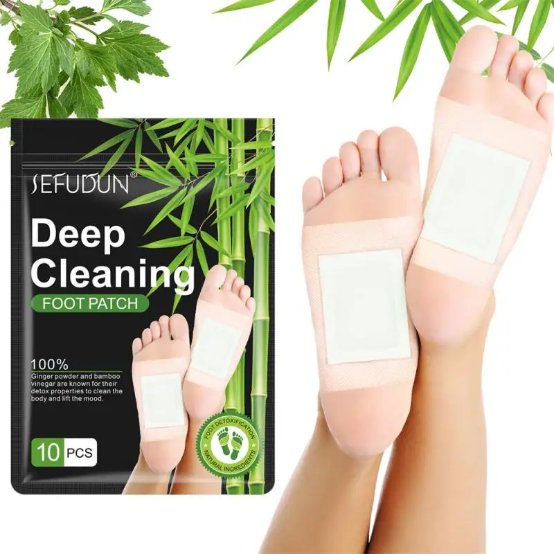 

10Pcs Detox Foot Patch Wormwood Bamboo Charcoal Foot Patches Dehumidifying Body Toxins Deep Cleaning Stress Relief Foot Care